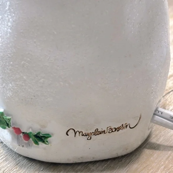 Morjolein Bastin Snowman Lamp & Shade Holly/Rabbit/Bird/Winter 11”T Whimsical - Picture 6 of 10